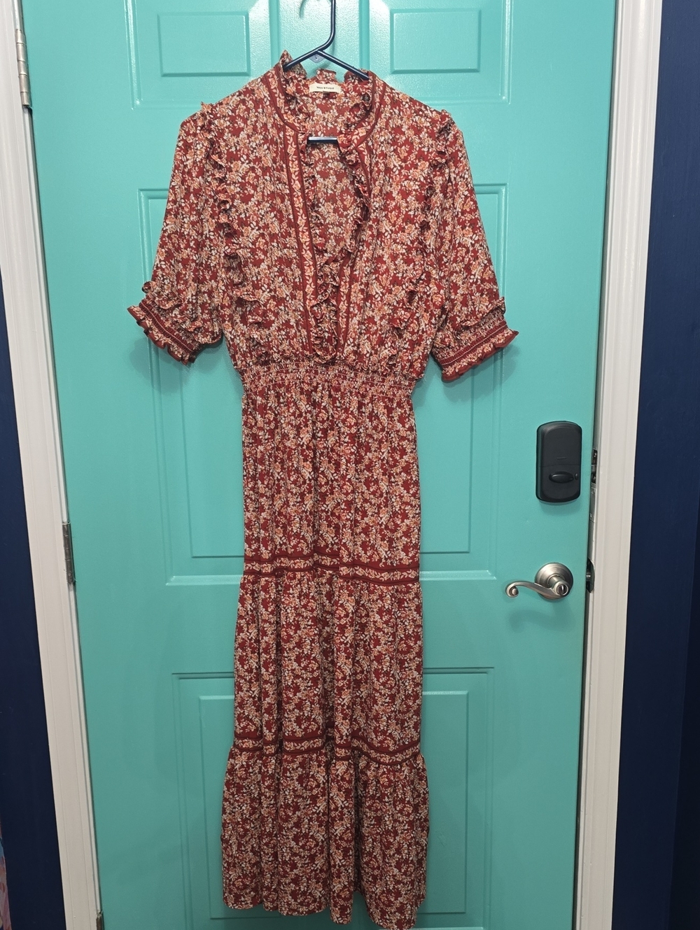 Max Studio Rust Floral Tiered Maxi Dress